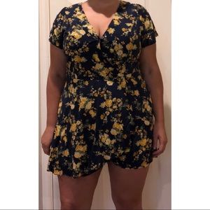 Floral print romper with skort front